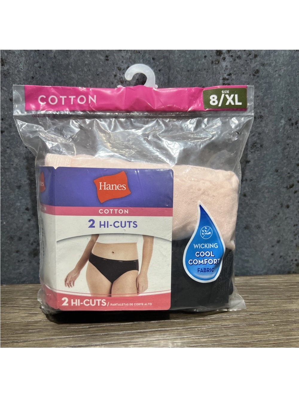 Hanes 2-Pack Cotton Hi-Cut Panties - Black & Blush
